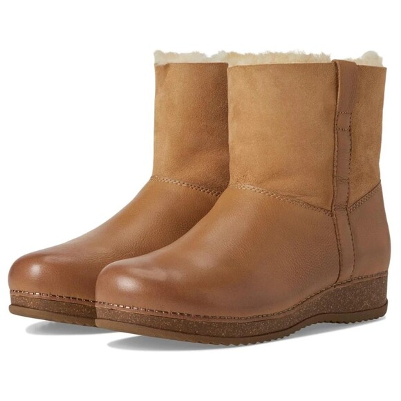 Dansko Mckenzie Leather Shearling Lined Boots Size EU 39 US 8.5-9 NIB $200 TAN - Picture 2 of 8